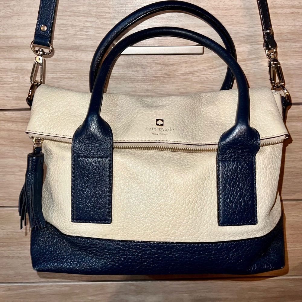 Kate Spade Navy & Cream Pebble Leather Bag